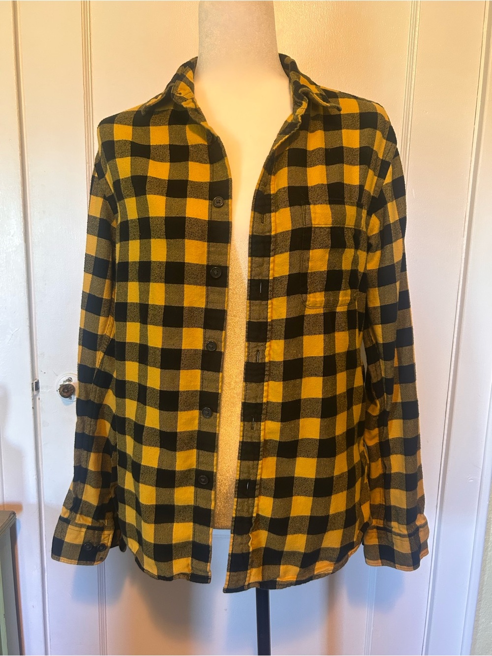 Uniqlo Yellow and Black Plaid Flannel Shirt